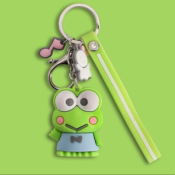Sanrio Accessories - New Keroppi 3D Keychain Wristlet Lanyard Charms Keyring Clasp Sanrio Character